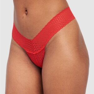 Frederick’s of Hollywood Abby Rose Red Mesh Thong Panties, Women’s Large